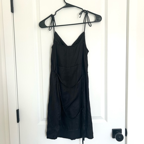 Endless Blu Black Silk Tie Mini Dress Medium - Picture 4 of 4